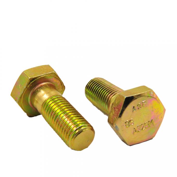 Yellow Zinc Trivalent Chromium C1045 A325 Structural Hex Bolt Cold